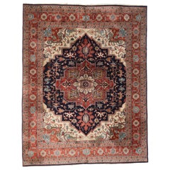 Antique Persian Heriz Rug with Modern English Manor Style