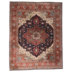 Retro Persian Heriz Rug with Modern English Manor Style