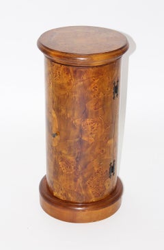 Mid Century Modern Vintage Poplar Wood Round Chest or Side Table 1960s Austria