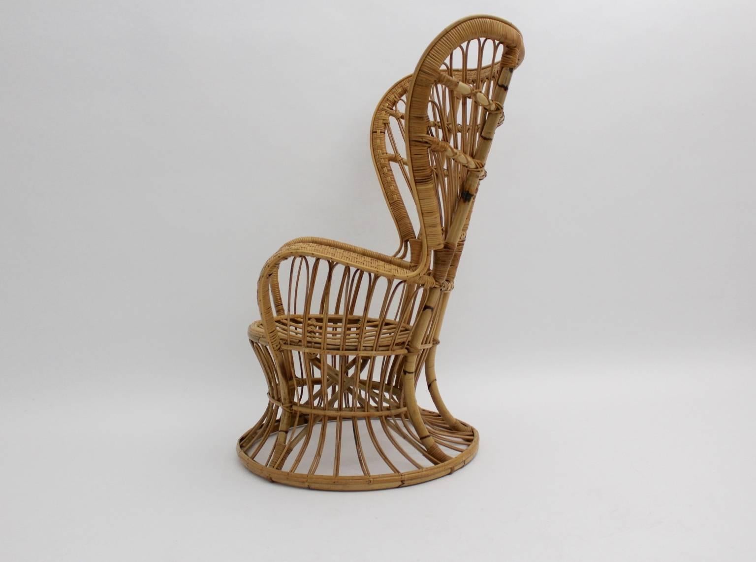 Seis sillones de ratán estilo Riviera Organic Vintage Gio Ponti Lio Carminati Moderno de mediados de siglo en venta