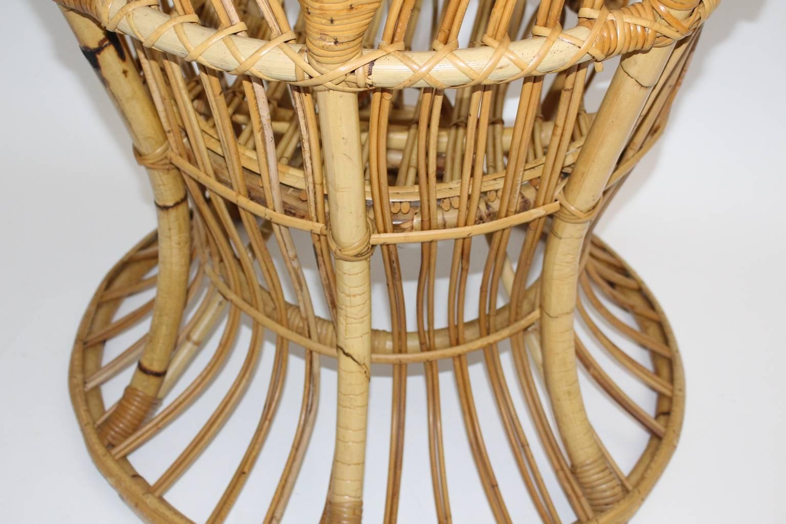 Riviera Style Organic Vintage Six Rattan Lounge Chairs Gio Ponti Lio Carminati  For Sale 2