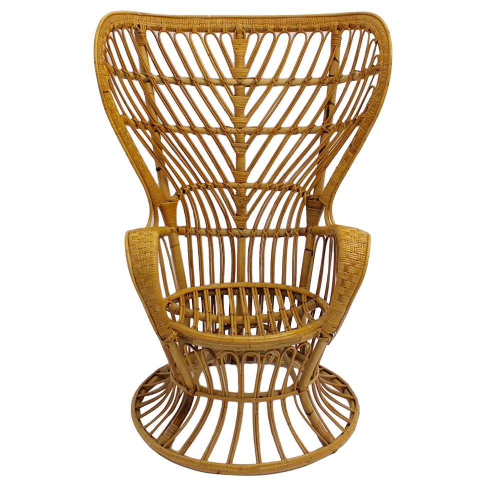 Riviera Style Organic Vintage Six Rattan Lounge Chairs Gio Ponti Lio Carminati 