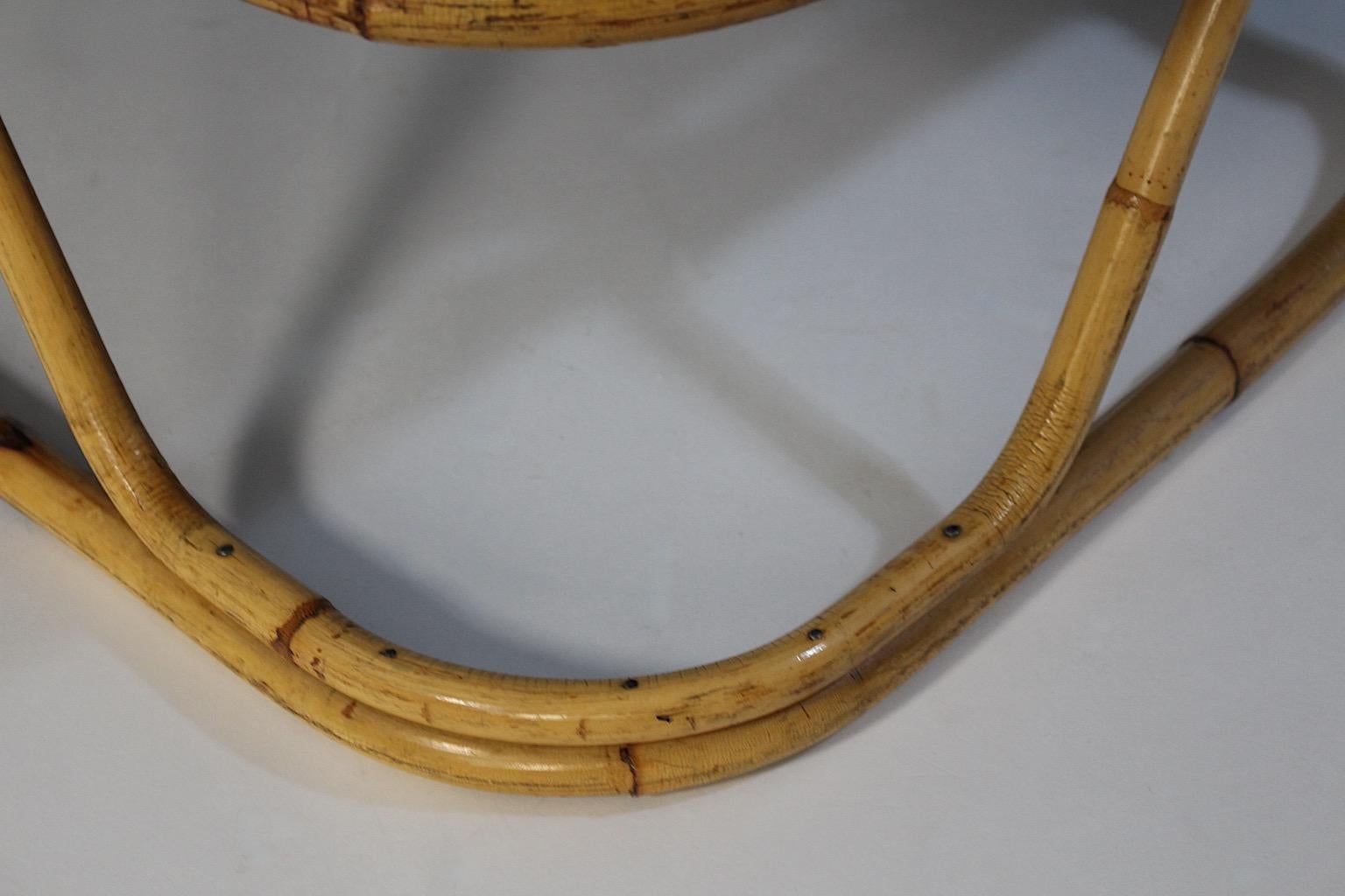 Mid Century Modern Vintage Rattan Bamboo Soft Blue Velvet Daybed Chaise Longue For Sale 4