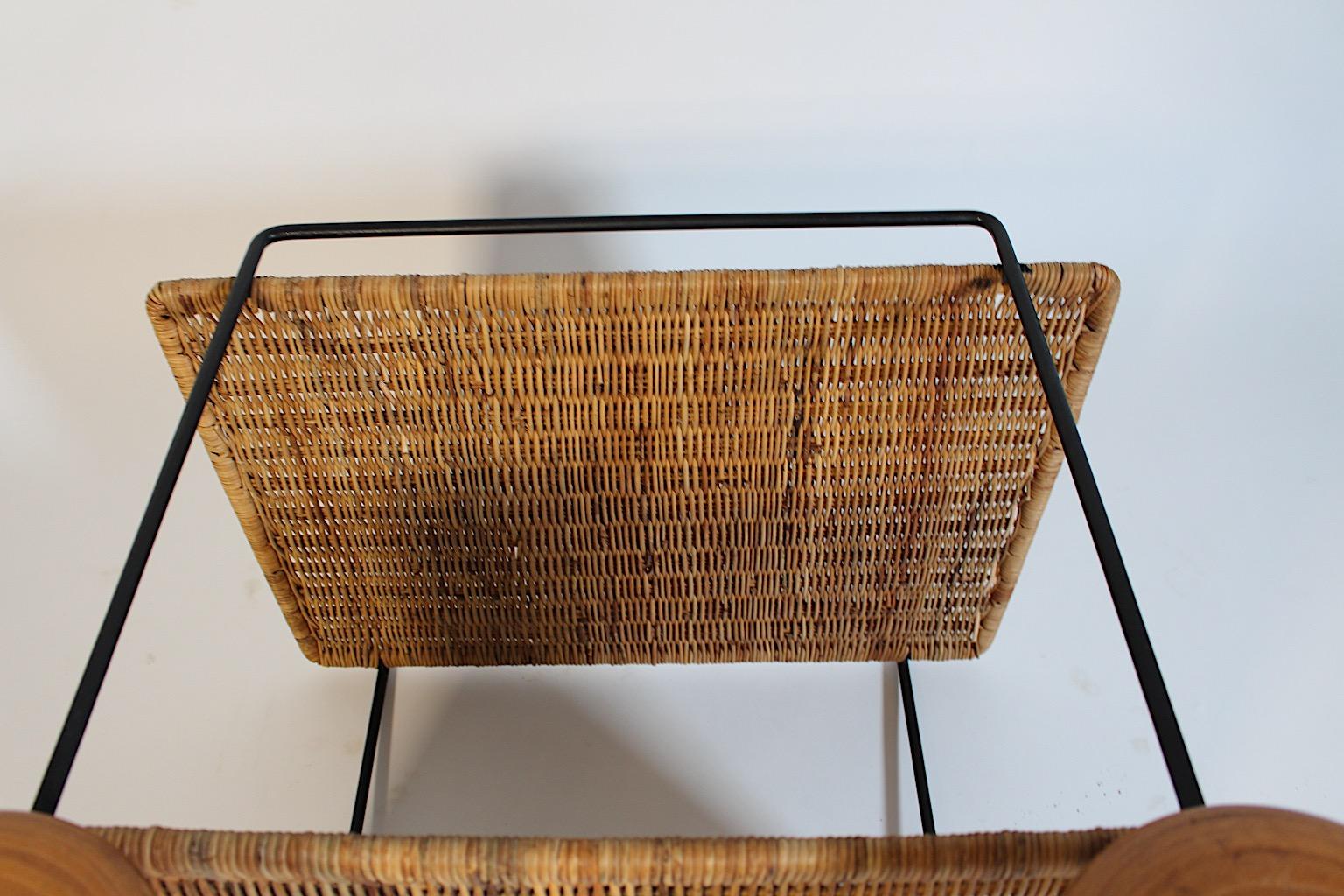 Mid Century Modern Vintage Rattan Buche Bar Cart Carl Auböck 1951 Wien im Angebot 5