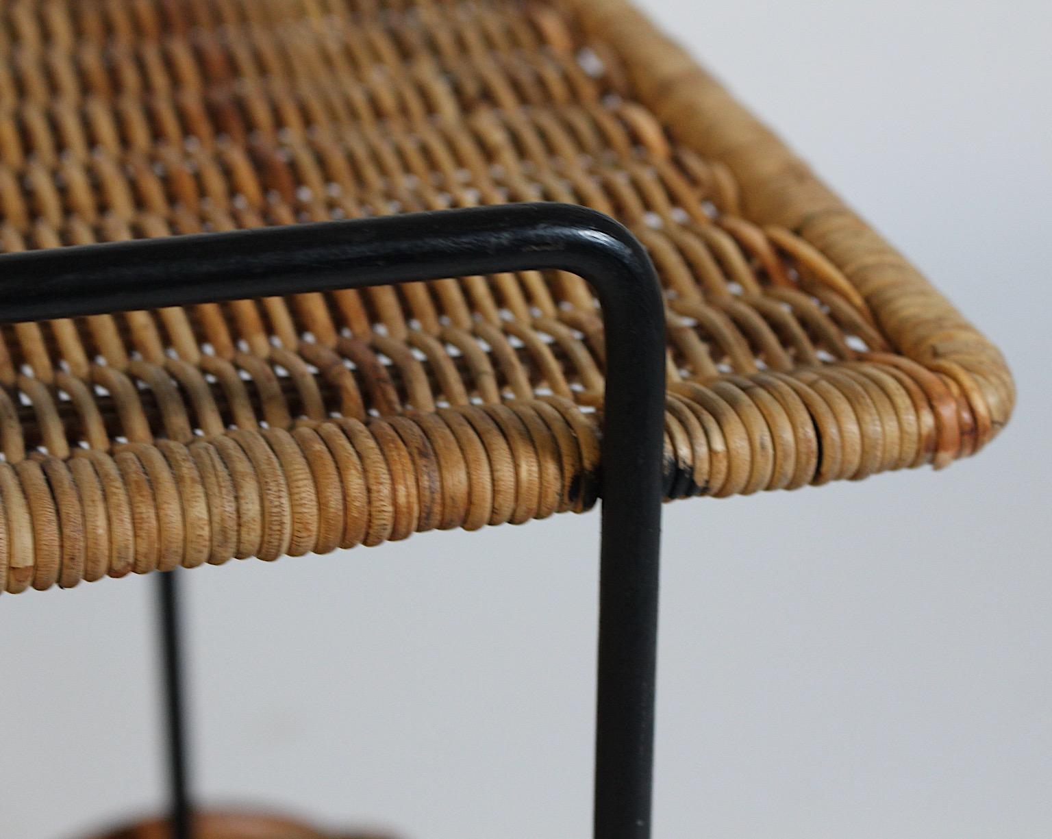Mid Century Modern Vintage Rattan Buche Bar Cart Carl Auböck 1951 Wien im Angebot 11