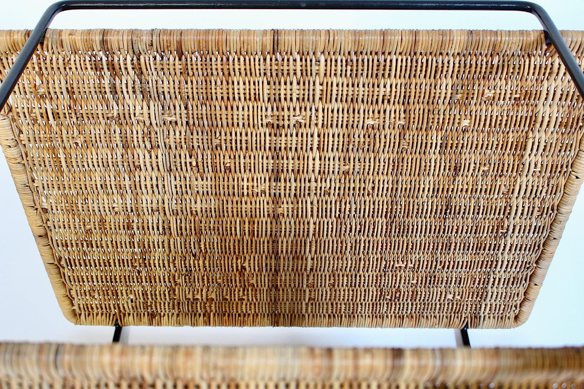 Chariot de bar en rotin, hêtre et fer Carl Auboeck 1951 Vienna en vente 13