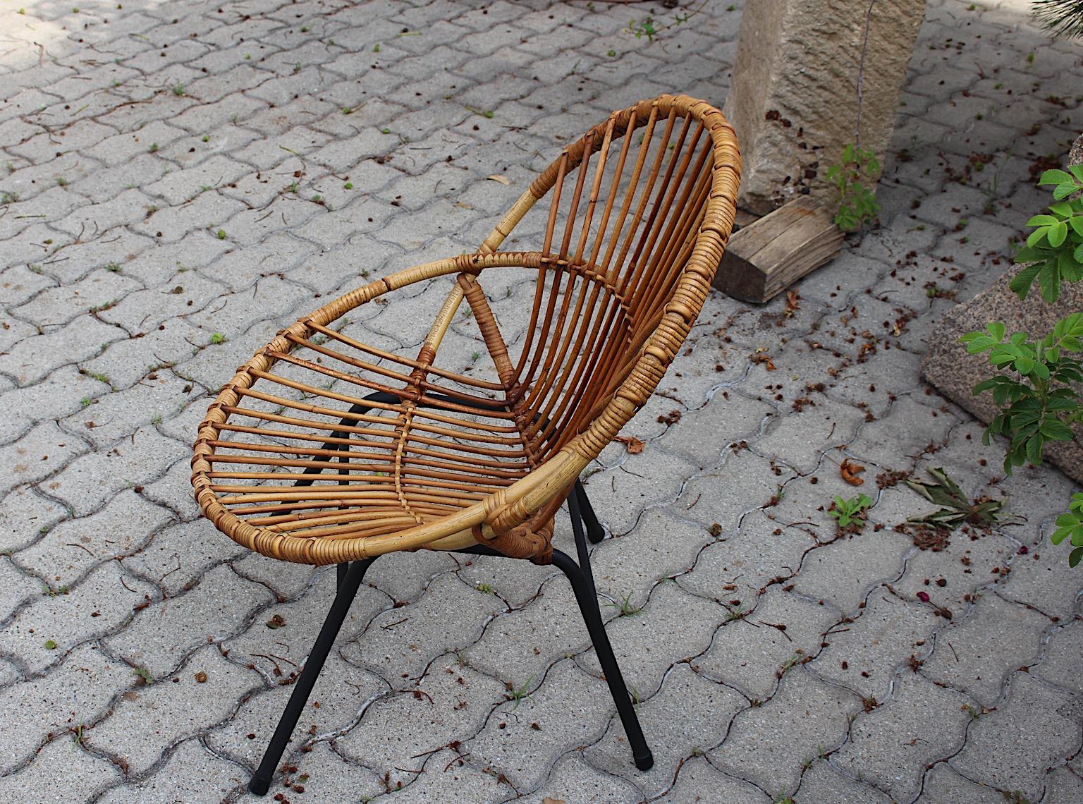 Silla de ratán vintage de mediados del siglo XX Patio Rohe Noordwolde Países Bajos, 1960 en venta 3
