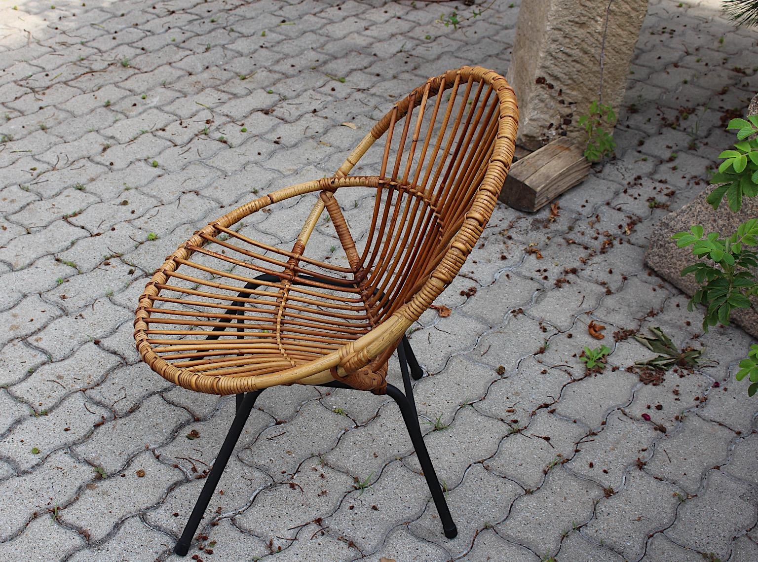 20th Century Mid Century Modern Vintage Rattan Chair Patio Rohe Noordwolde Netherlands, 1960s For Sale