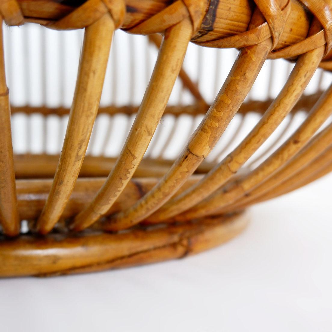 Pouf moderne du milieu du siècle dernier en rotin vintage dans le style d'Albini, années 1960 Bon état - En vente à Linkebeek, BE