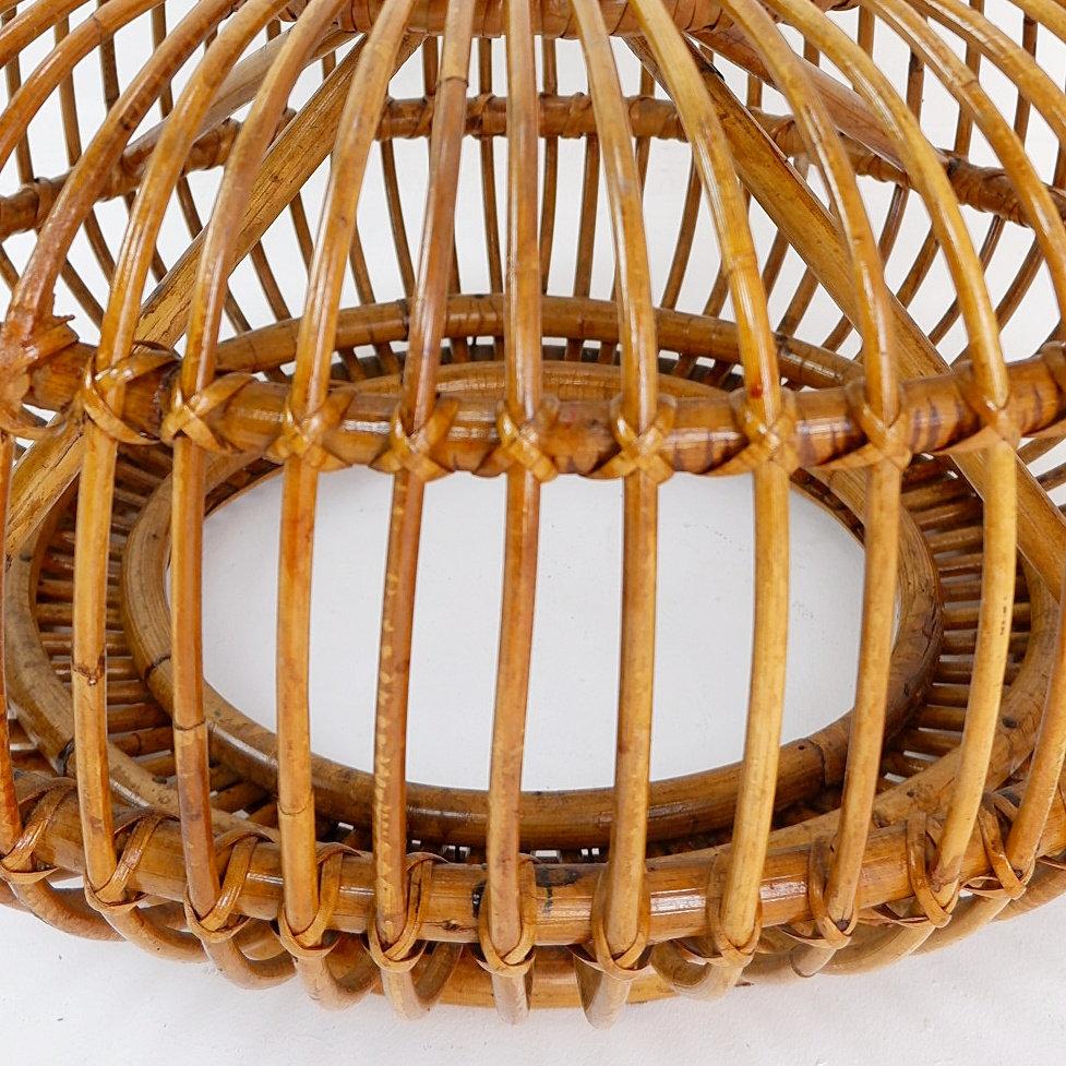 Pouf moderne du milieu du siècle dernier en rotin vintage dans le style d'Albini, années 1960 en vente 2