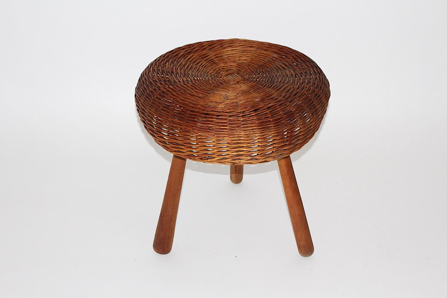 Mid-Century Modern Vintage Rattan Walnut Tony Paul 1950s United States In Good Condition In Vienna, AT