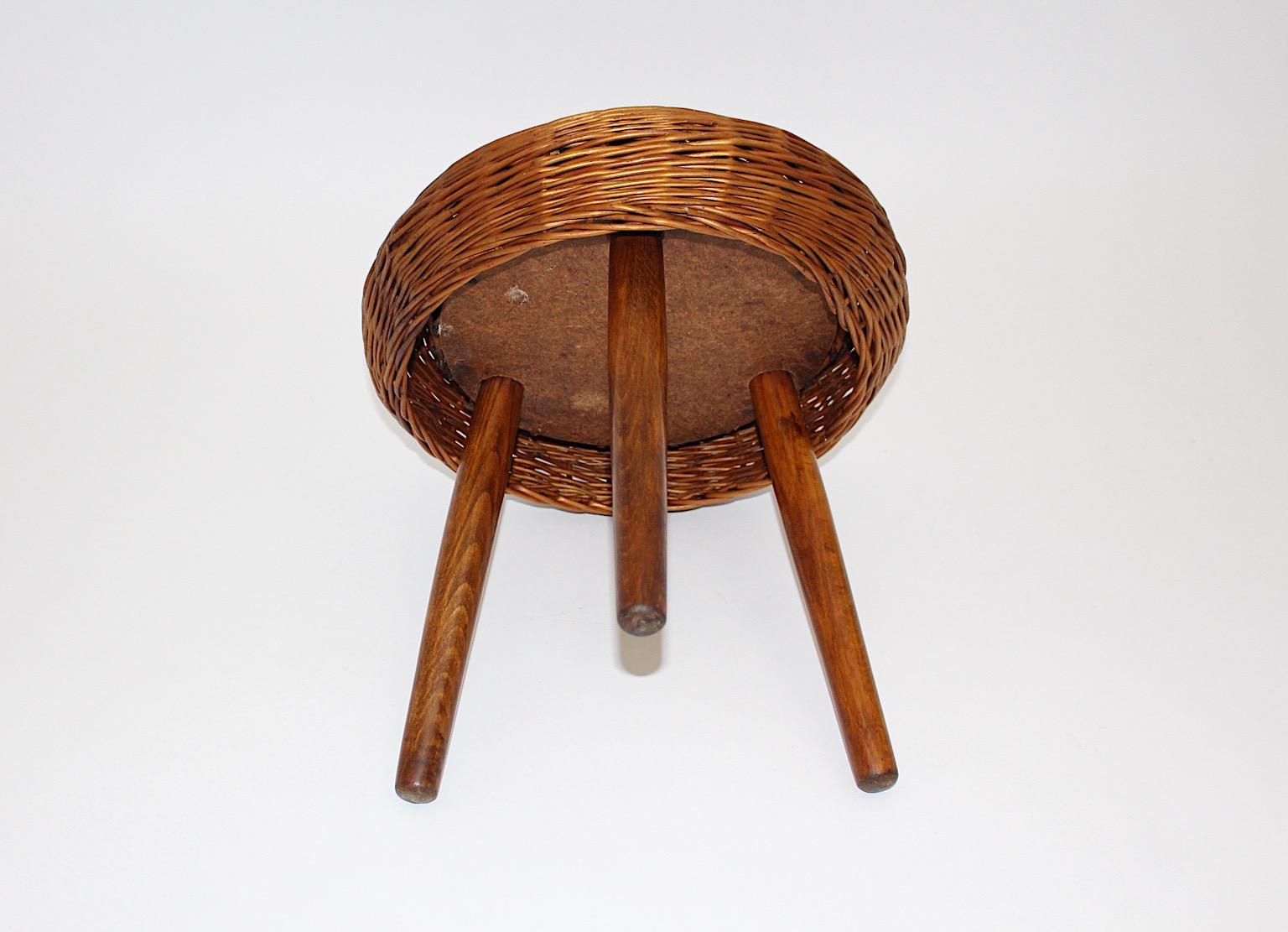 Tabouret en osier de hêtre et rotin moderne du milieu du siècle dernier attribué à Tony Paul, États-Unis, 1955 en vente 6