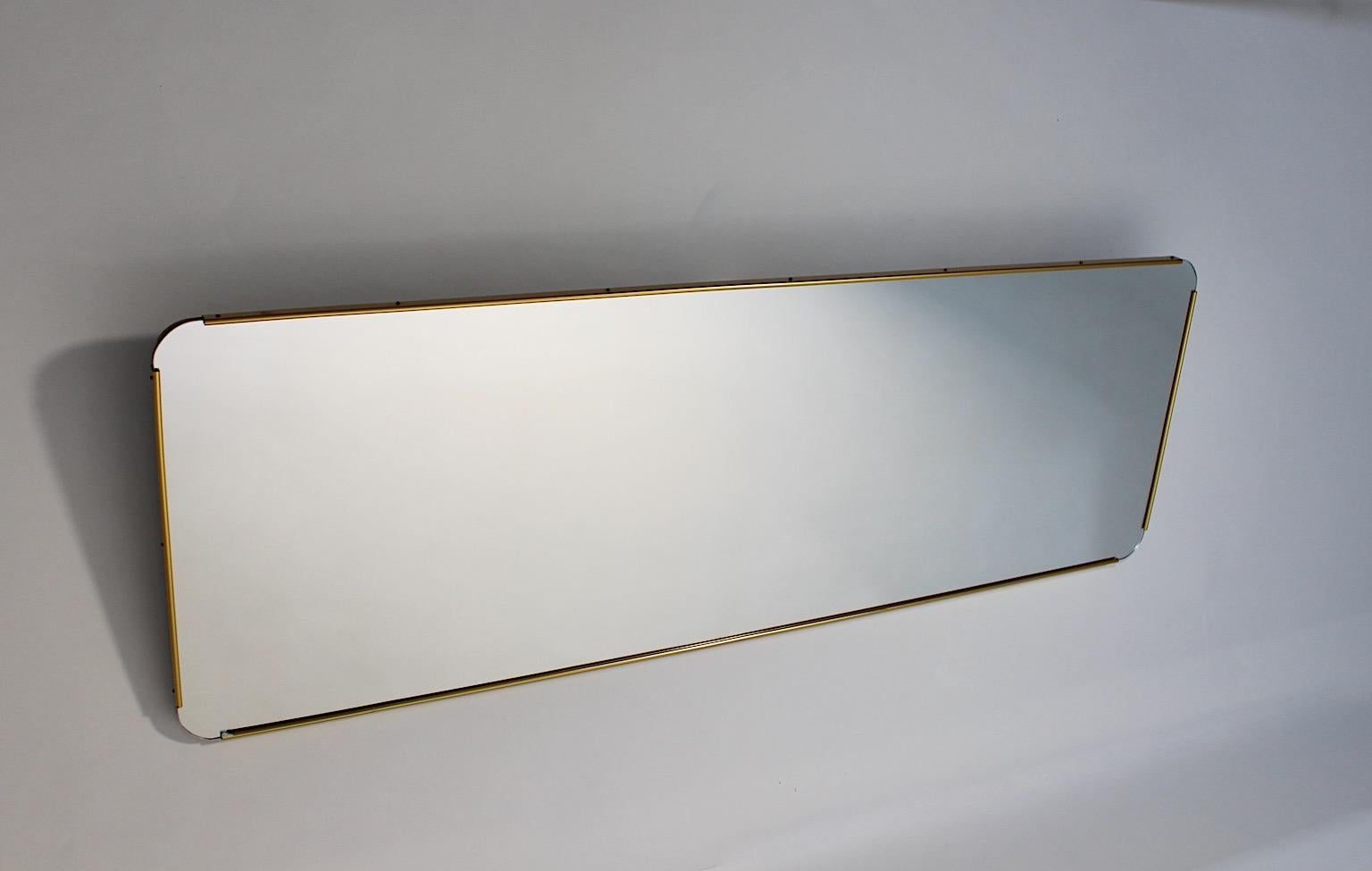 Mid Century Modern Vintage Rectangular Brass Full Length Mirror Floor Mirror  For Sale 5