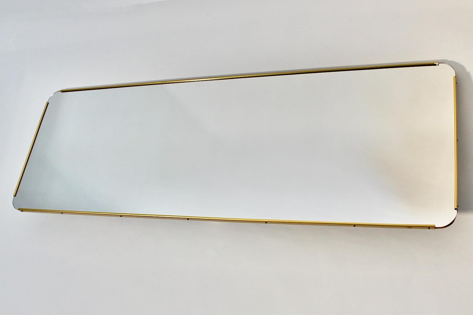 Mid Century Modern Vintage Rectangular Brass Full Length Mirror Floor Mirror  im Angebot 7