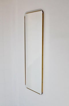 Mid Century Modern Vintage Rectangular Brass Full Length Mirror Floor Mirror