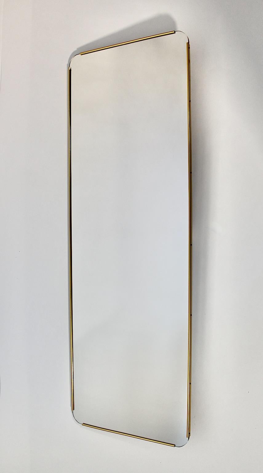 Mid Century Modern Vintage Rectangular Brass Full Length Mirror Floor Mirror  For Sale 1