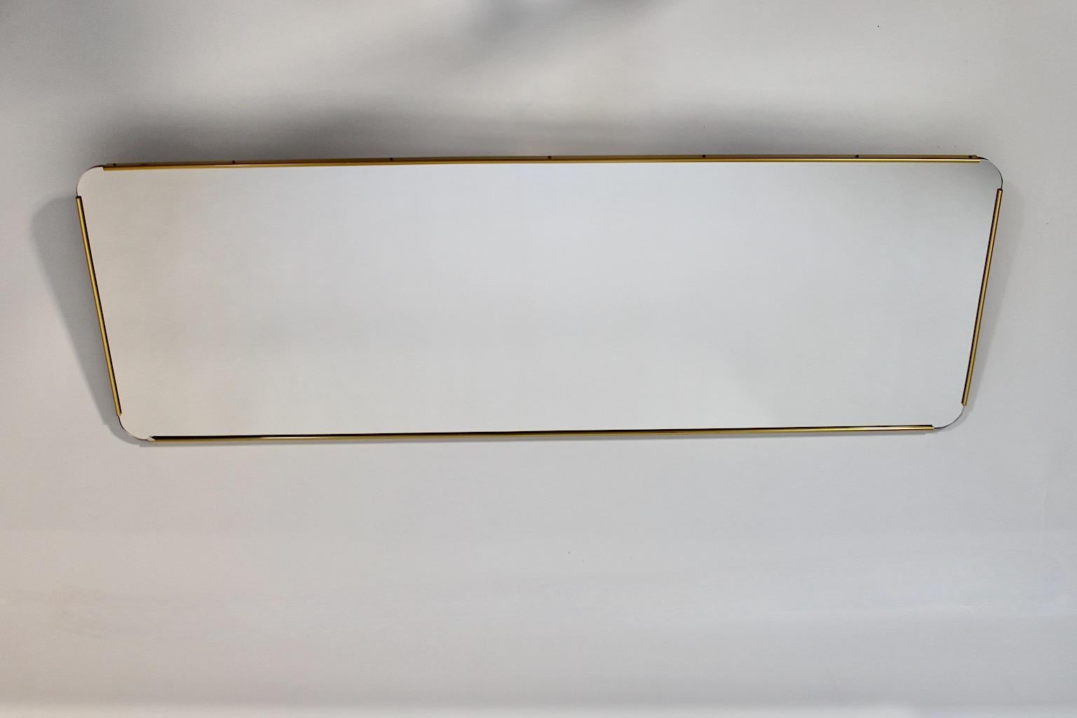 Mid Century Modern Vintage Rectangular Brass Full Length Mirror Floor Mirror  im Angebot 1