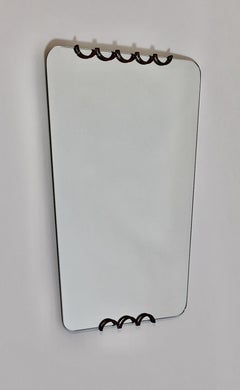 Mid-Century Modern Vintage Rectangular Brass Wall Mirror Gio Ponti, 1950s, Italy