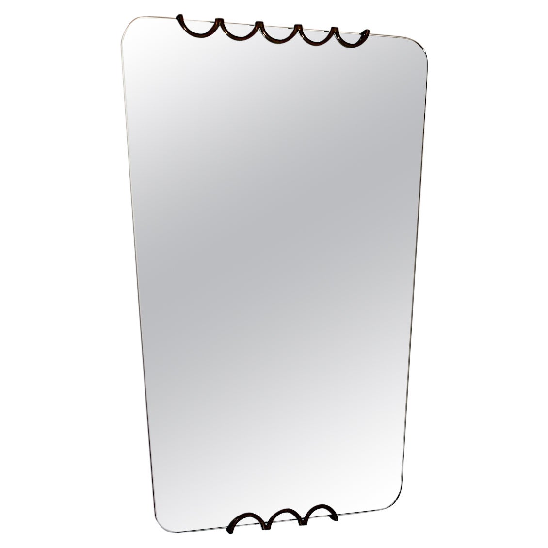 The Moderns Modernity Vintage Rectangular Brass Wall Mirror Gio Ponti, 1950s, Italy en vente