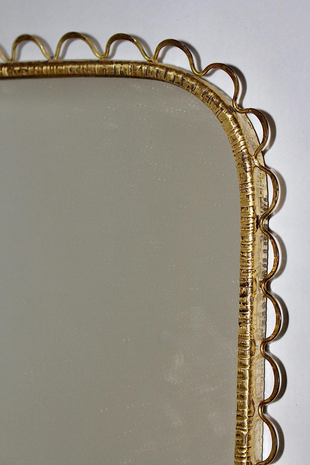 20th Century Mid-Century Modern Vintage Rectangular Brass Wall Mirror with Loops 1950s Italy For Sale