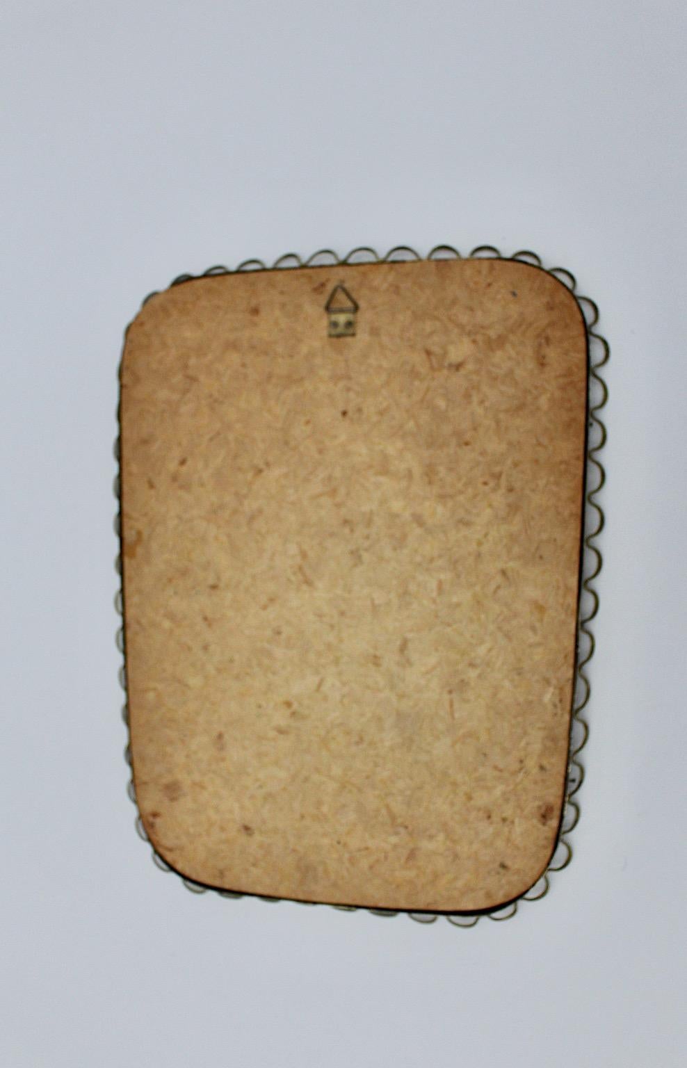 Rechteckiger Vintage-Wandspiegel aus Messing mit Schleifen, Mid-Century Modern, Italien 1950er Jahre im Angebot 3