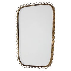 Rechteckiger Vintage-Wandspiegel aus Messing mit Schleifen, Mid-Century Modern, Italien 1950er Jahre