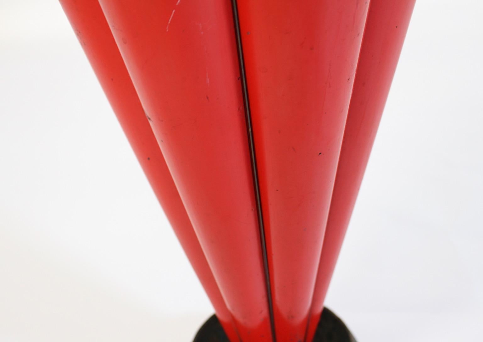 Mid Century Modern Vintage Red Brass Umbrella Stand 1950s Italy For Sale 3