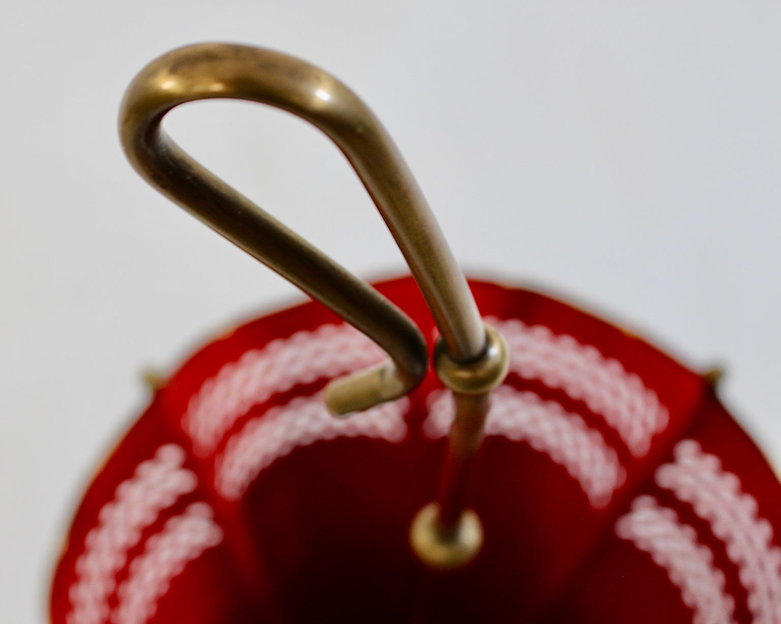 Mid Century Modern Vintage Red Brass Umbrella Stand 1950s Italy For Sale 9