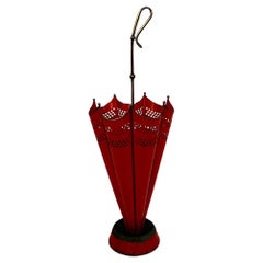 The Modern Moderns Vintage Red Brass Umbrella Stand 1950s Italy