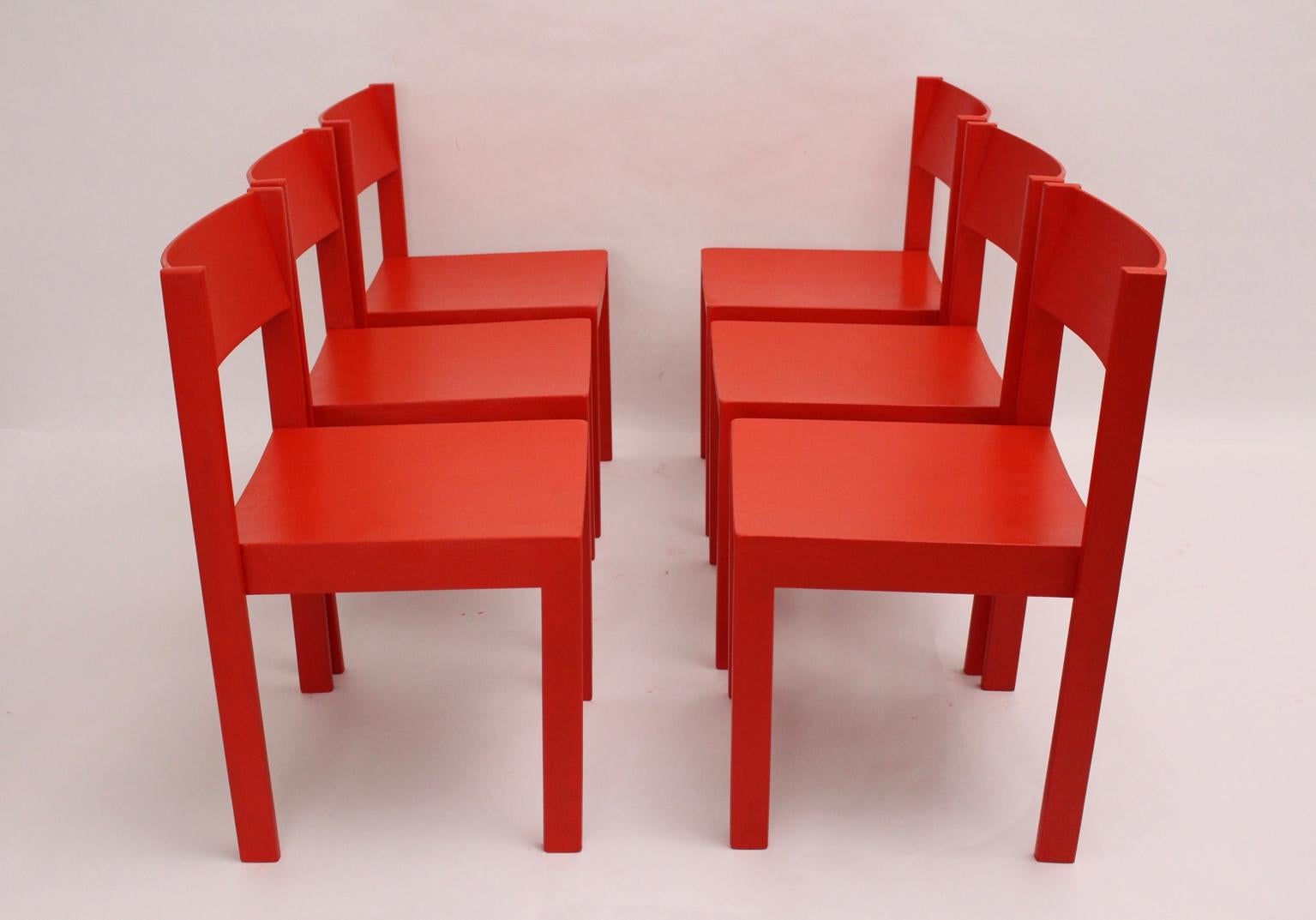 Mid-Century Modern Vintage Red Dining Room Chairs Carl Auböck, 1956, Vienna 6