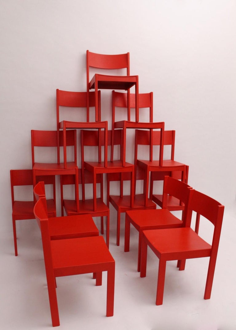 Mid-Century Modern Vintage Red Dining Room Chairs Carl Auböck, 1956, Vienna For Sale at 1stDibs