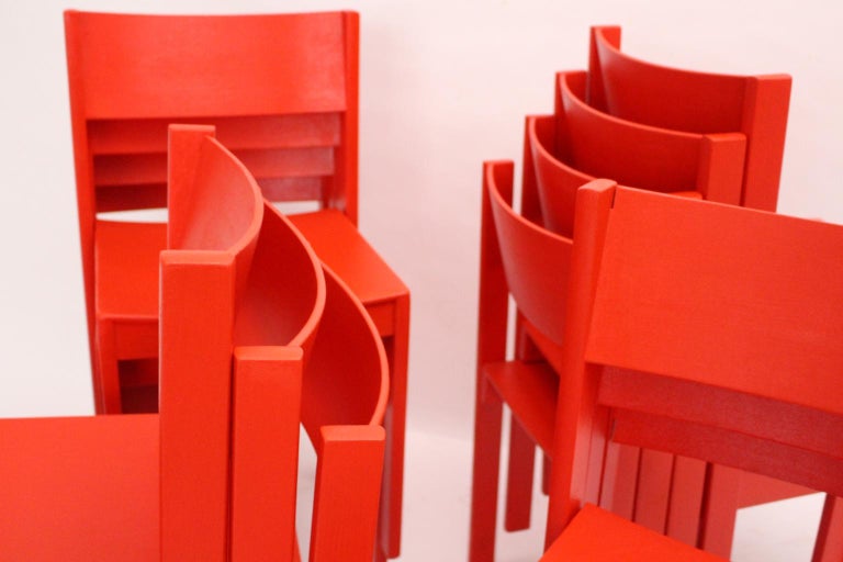 Mid Century Modern Vintage Red Dining Room Chairs Carl Auböck 1956 Vienna - 