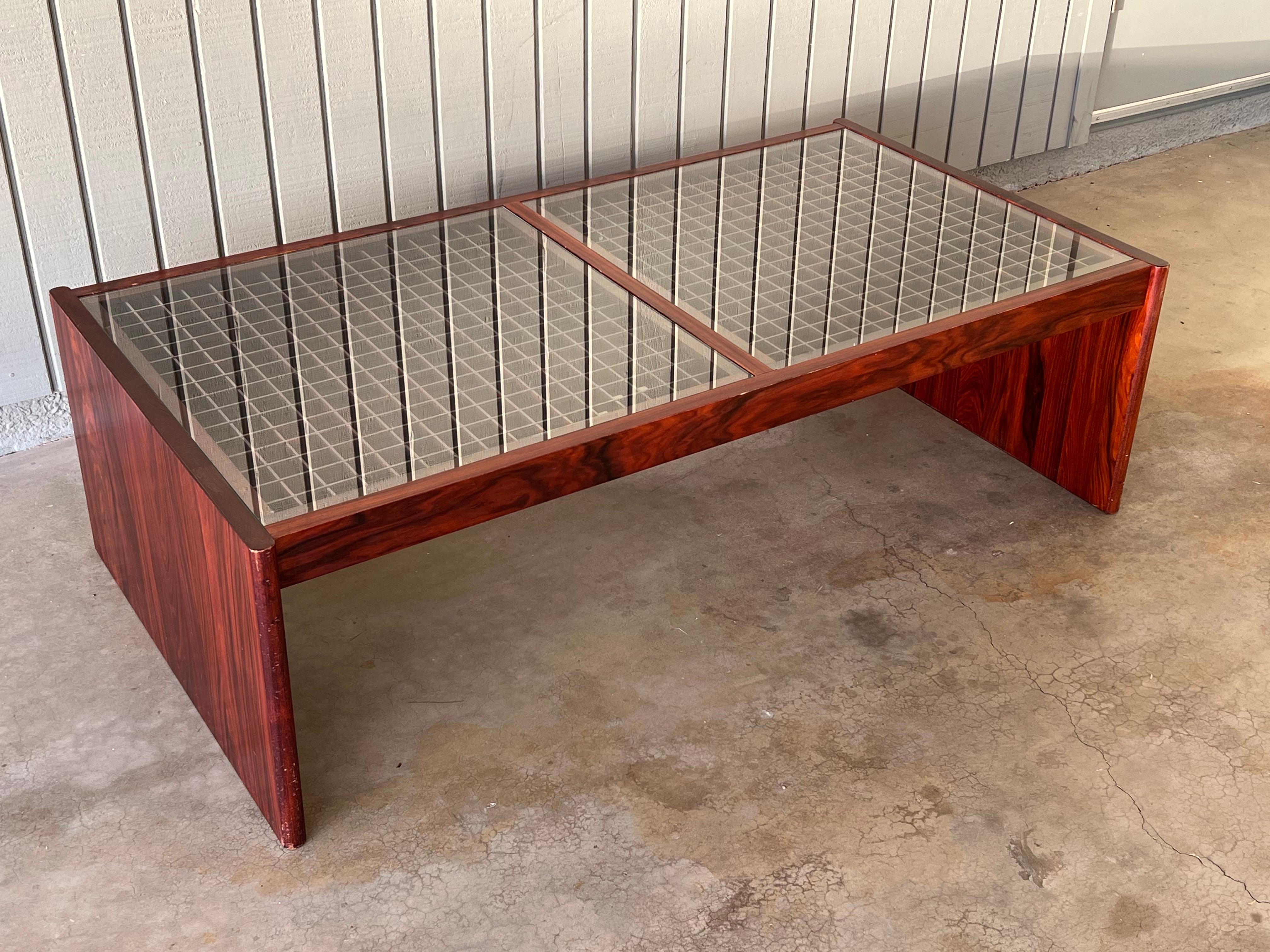 Mid-Century Modern Mid Century Modern Vintage rosewood and glass For Sale