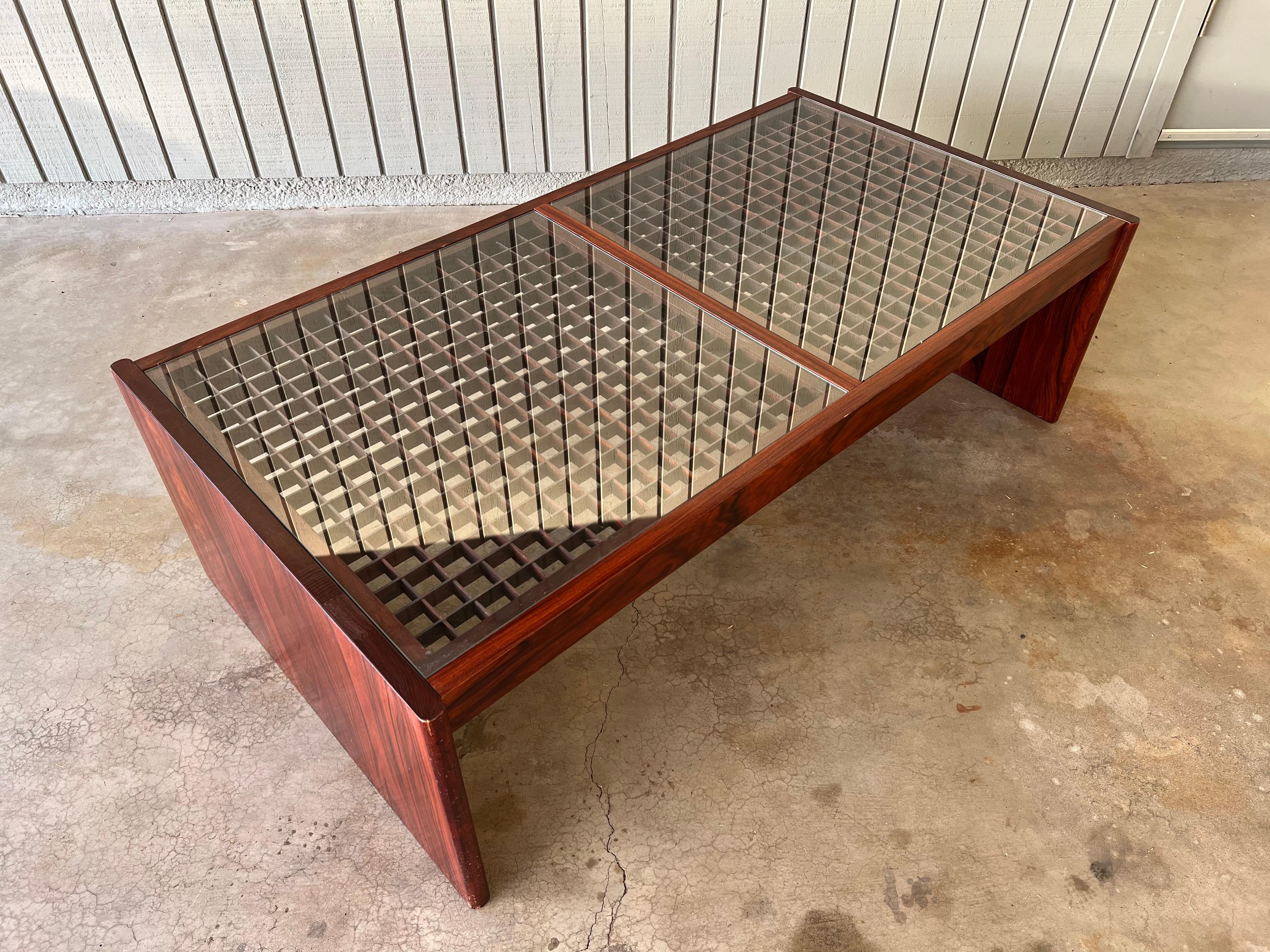 Danish Mid Century Modern Vintage rosewood and glass For Sale