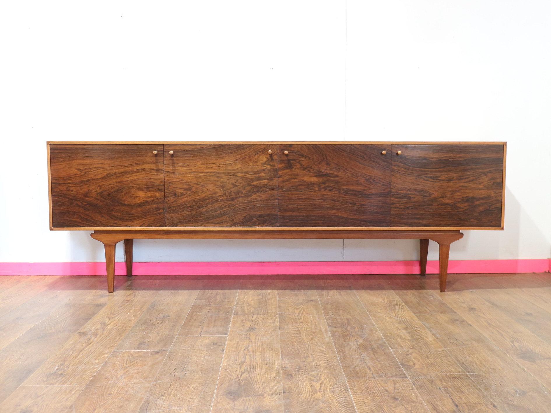 Credenza credenza vintage in legno di palissandro e teak del Mid Century Modern di Everest in vendita 5