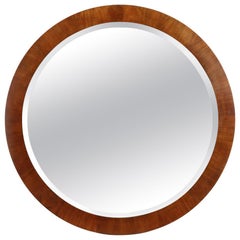 Mid-Century Modern Vintage Round Baker Wood Mirror