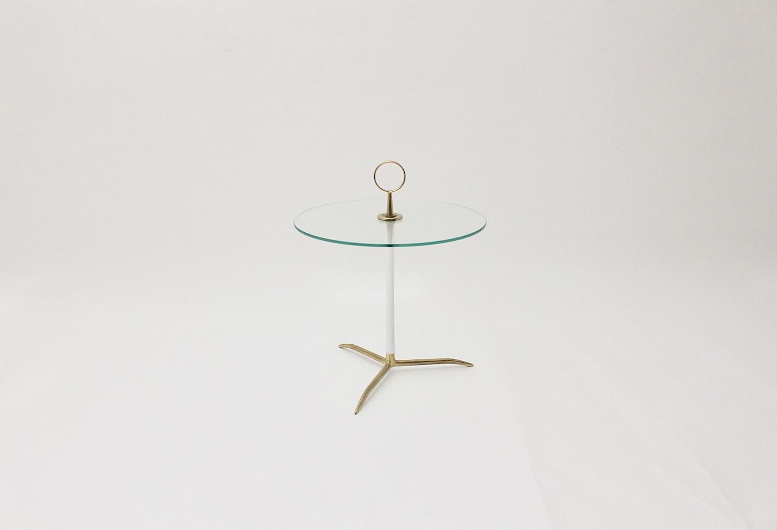 mid century brass side table