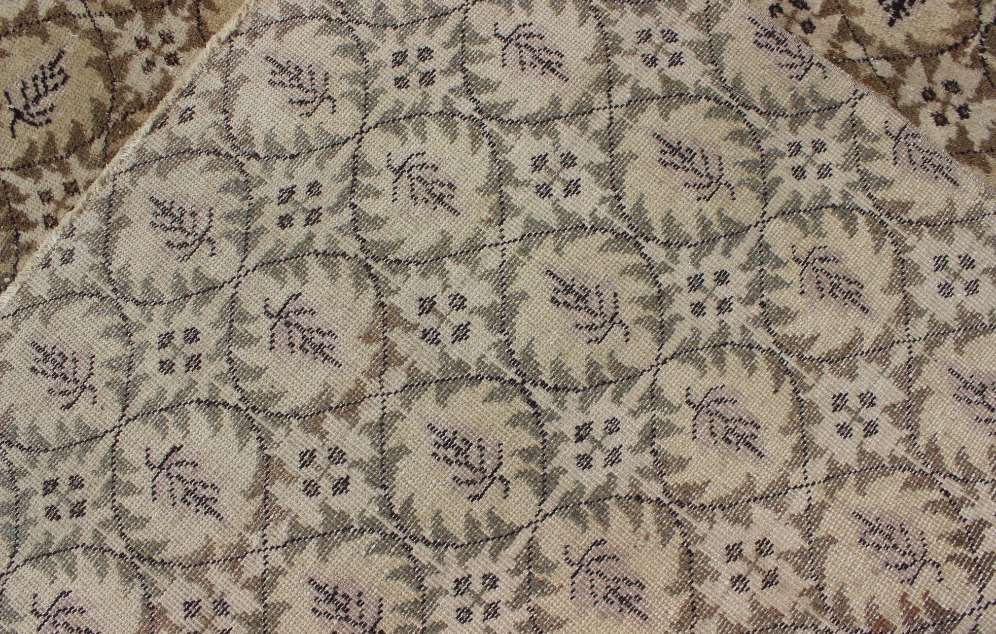 Mid-Century moderno Tappeto vintage moderno di metà secolo con disegno ripetuto all over in vendita