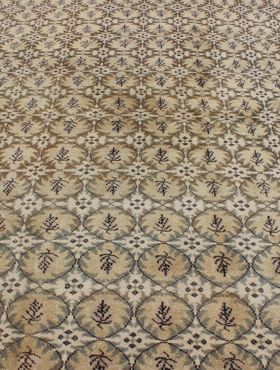 Wool Mid-Century Modern Vintage Rug with Repeating All Over Design  For Sale