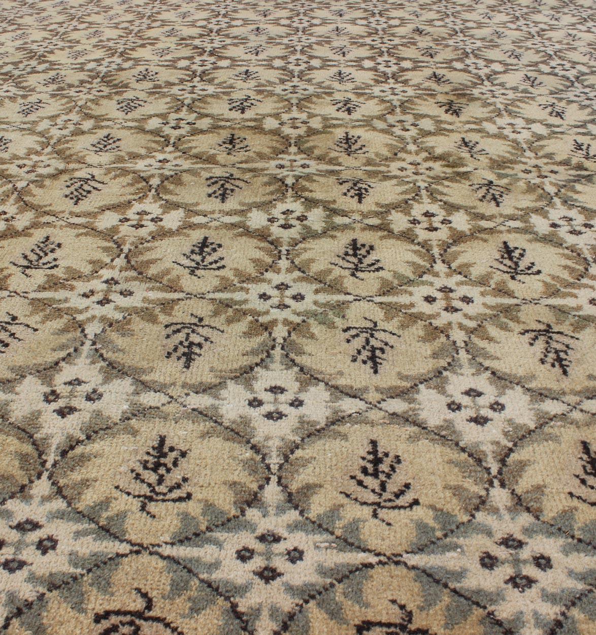 Mid-Century Modern Vintage Rug with Repeating All Over Design  For Sale 1