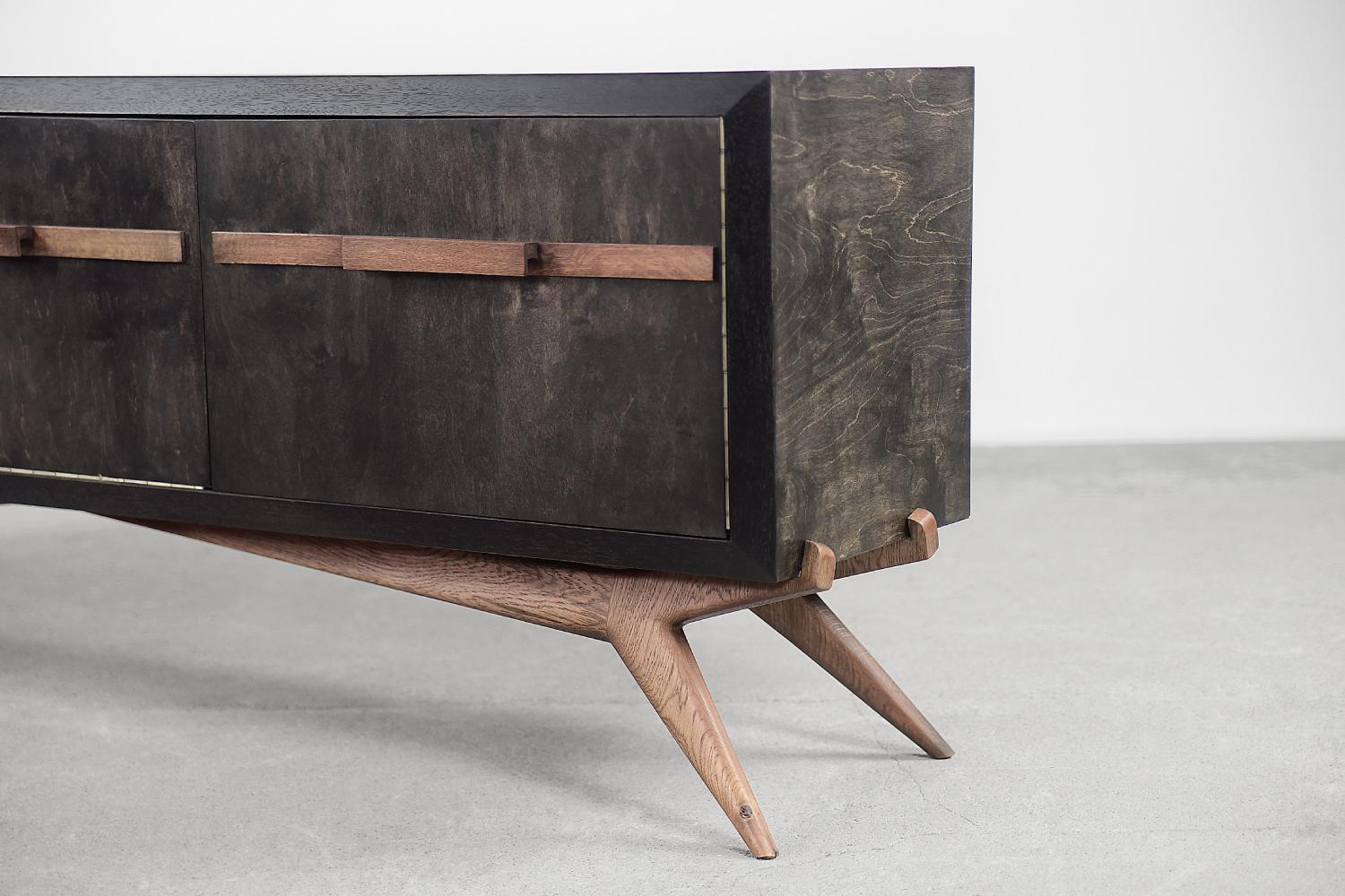 Mid-Century Modern Vintage Scandinavian Brutalist Birch Wood Sideboard, 1960s 15