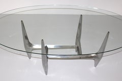Table basse sculpturale en verre d'aluminium Hesterberg, moderne du milieu du siècle dernier