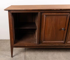 Mid-Century Modern Vintage Sculptural Walnut Credenza Console