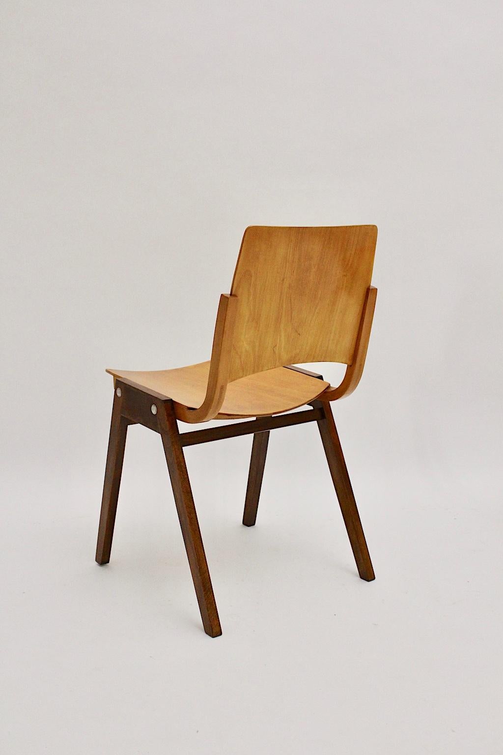 Mid-Century Modern Vintage Set of Four Dining Chair Roland Rainer, 1952, Austria For Sale 6