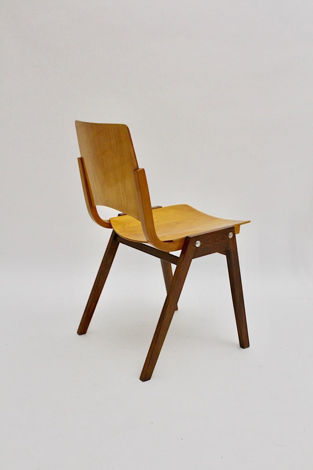 Mid-Century Modern Vintage Set of Four Dining Chair Roland Rainer, 1952, Austria For Sale 7