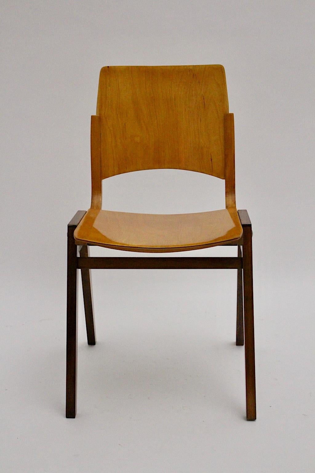 Hêtre Ensemble vintage de quatre chaises de salle à manger Roland Rainer, 1952, Autriche en vente
