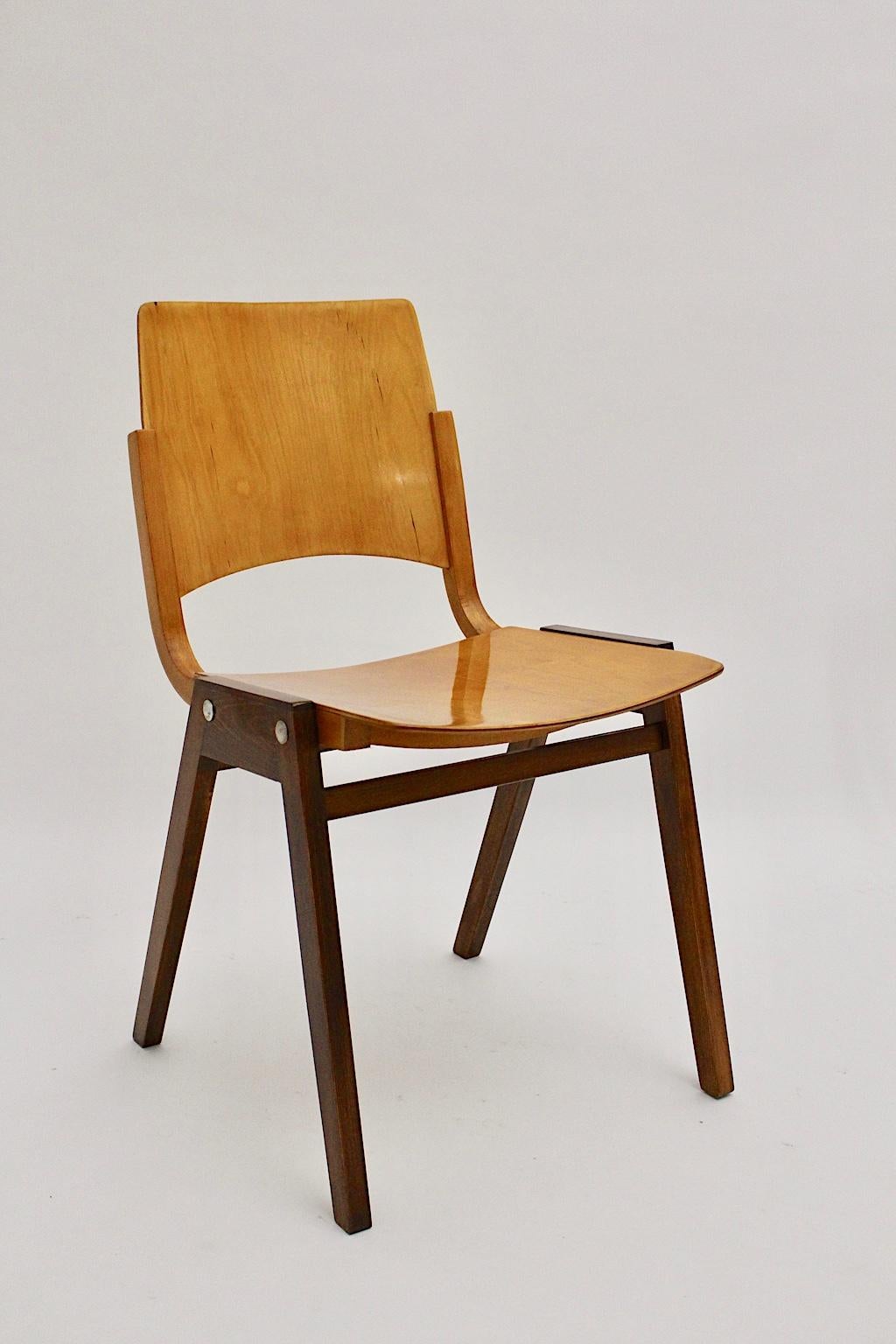 Mid-Century Modern Vintage Set of Four Dining Chair Roland Rainer, 1952, Austria For Sale 2