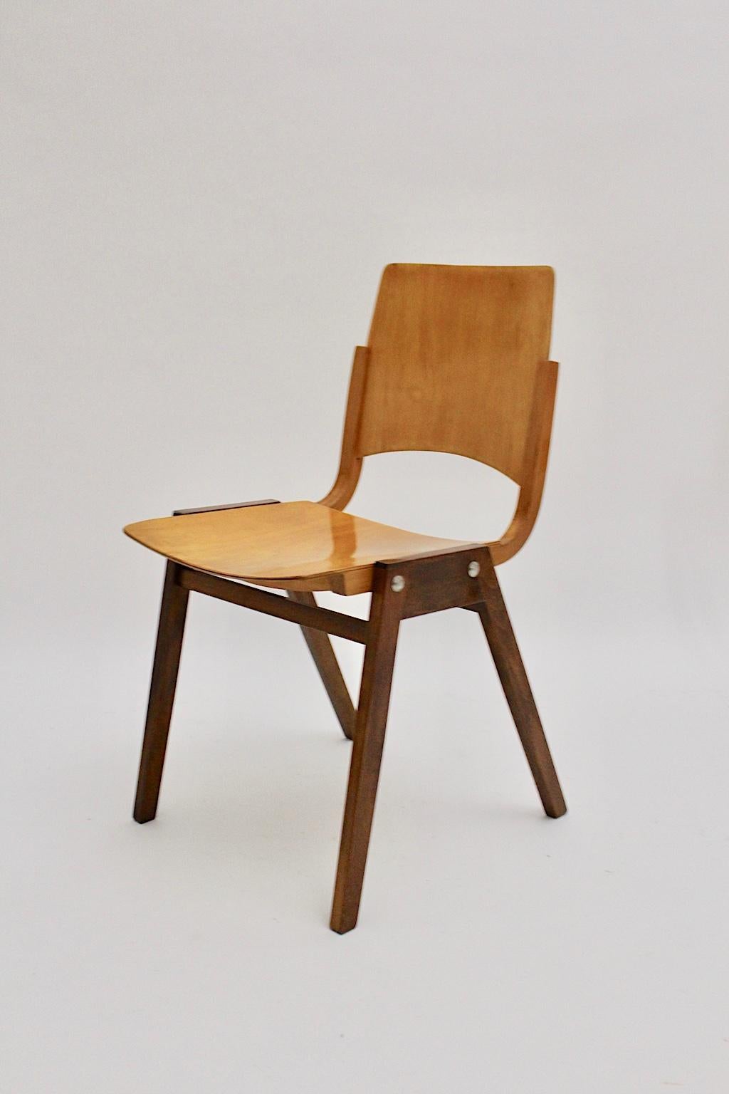 Mid-Century Modern Vintage Set of Four Dining Chair Roland Rainer, 1952, Austria For Sale 3