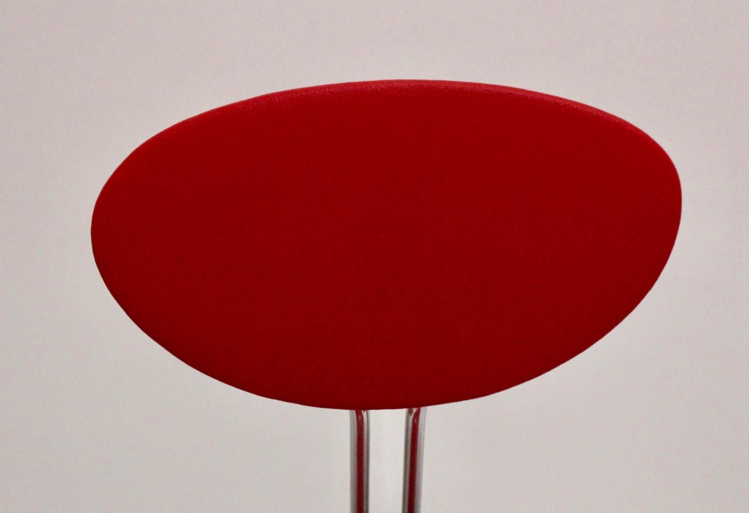 Mid-Century Modern Vintage Set of Four Red Chairs by Günter Talos Austria For Sale 6