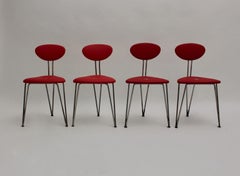 Mid-Century Modern Vintage Set of Four Red Chairs by Günter Talos Austria
